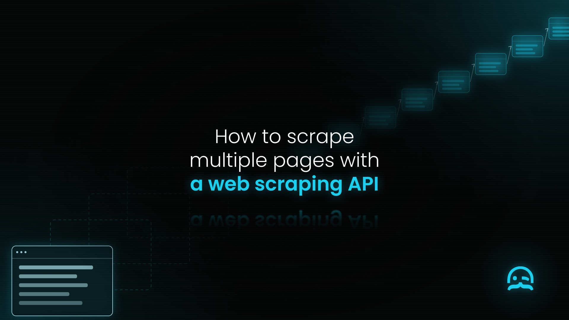 Page one sits fetched at the lower left while a followed chain of pages rises to the upper right.