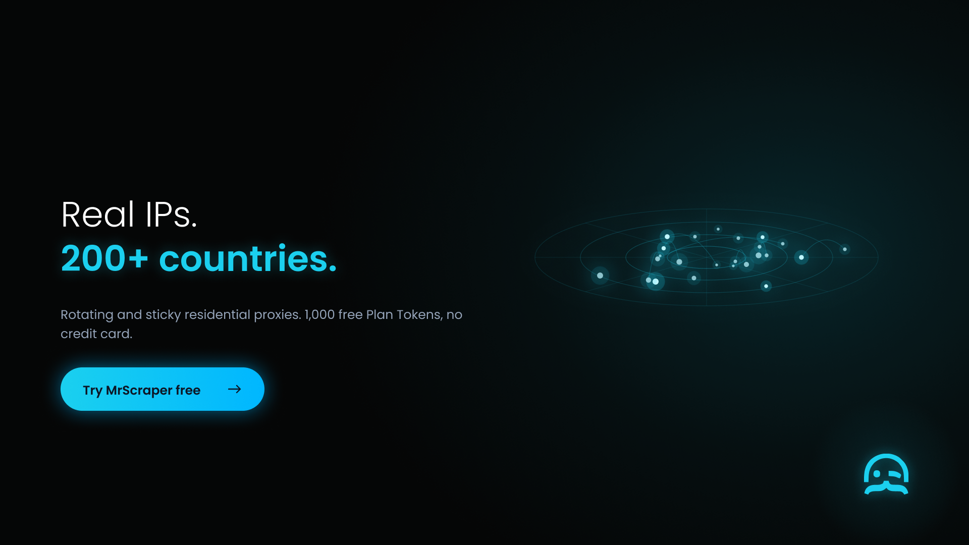 A holographic global plane of glowing consumer IP nodes linked by arcs.