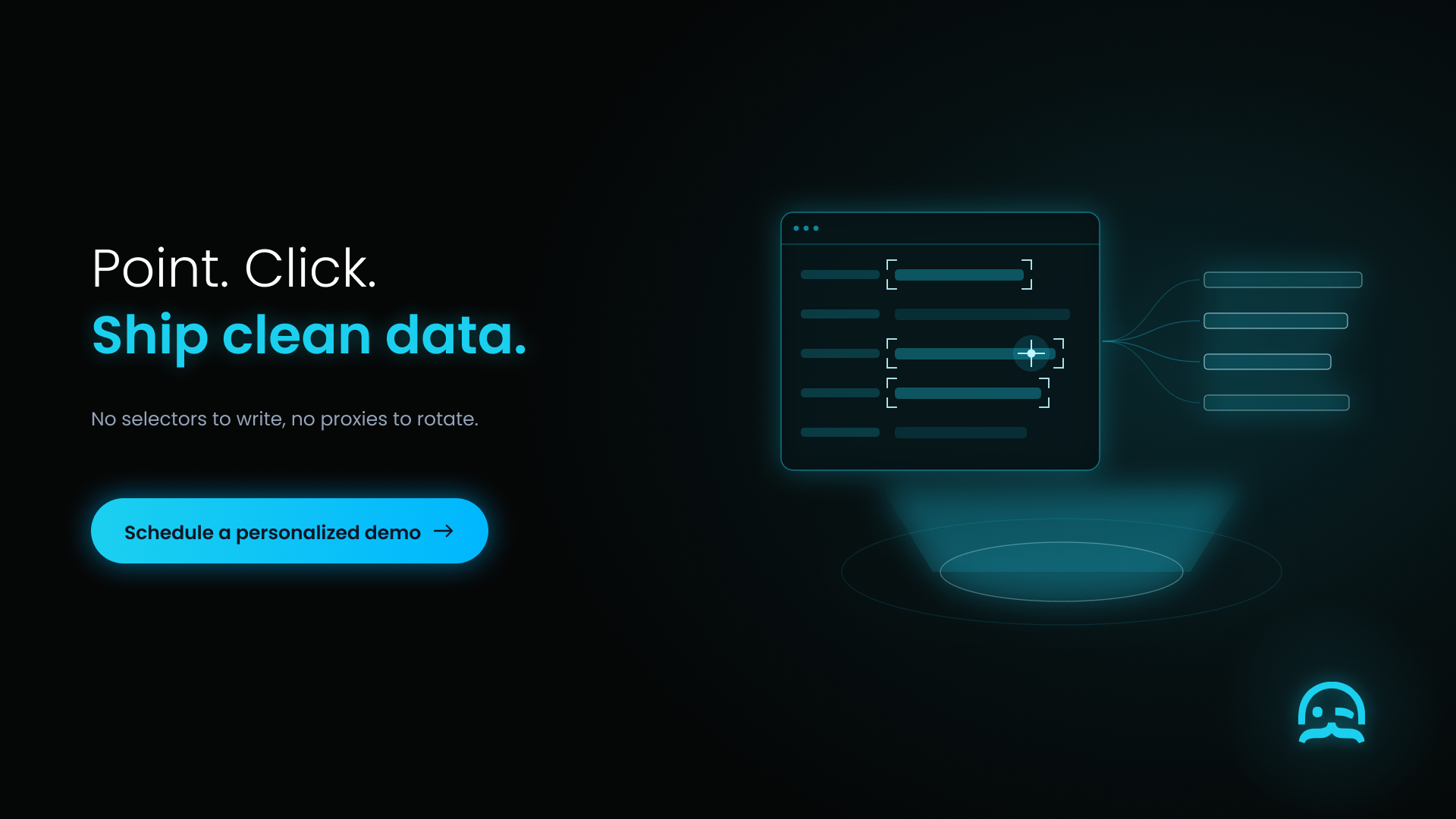 Fields selected on a page wireframe stream out as clean structured records