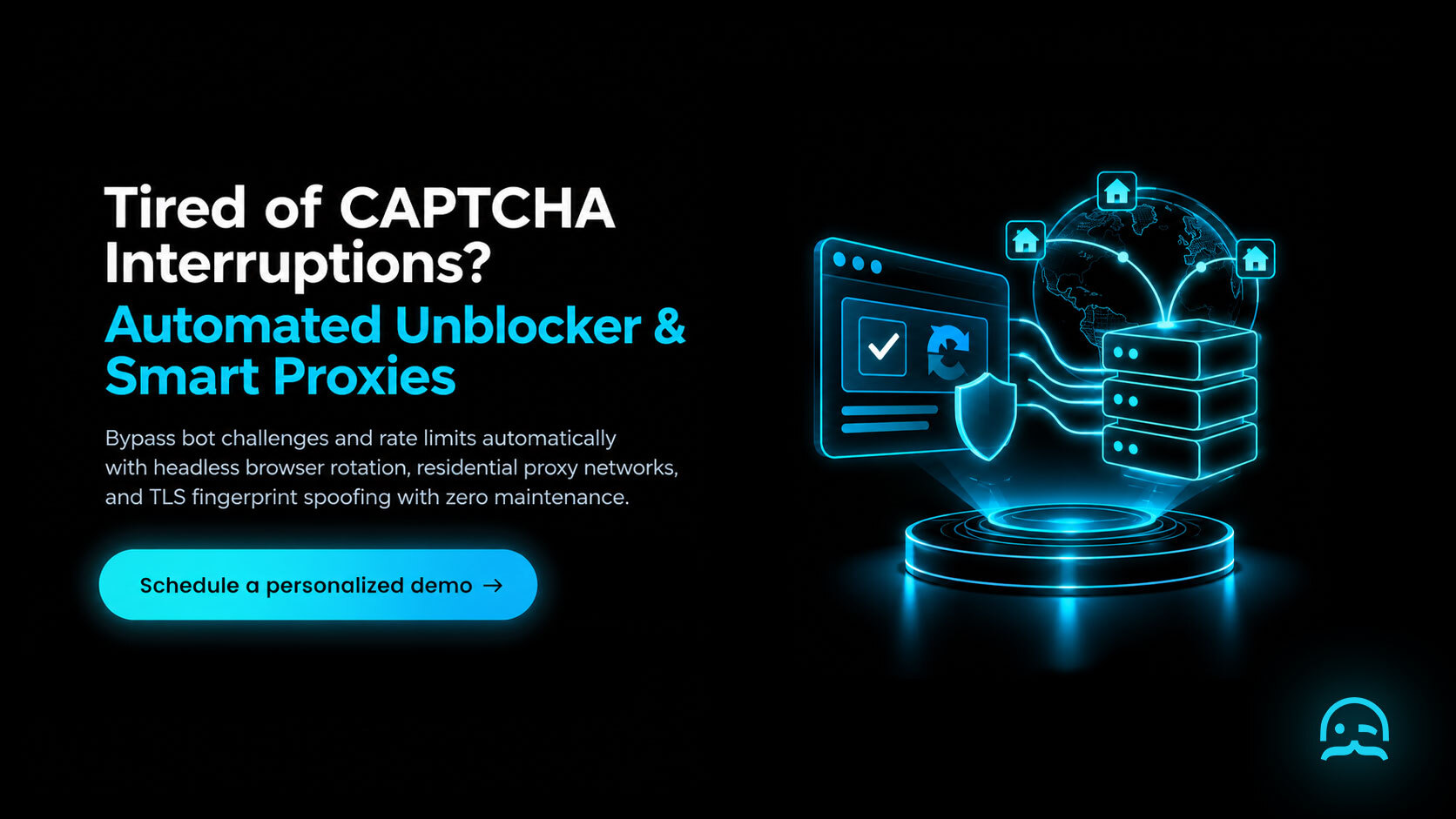 MrScraper telemetry dashboard displaying automated CAPTCHA solving, residential proxy rotation, and rate control engine status.